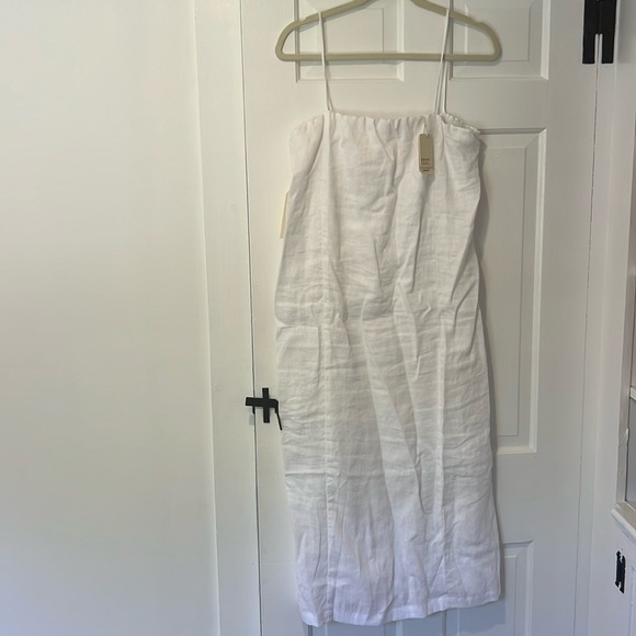 NWT DONNI Linen Spaghetti Dress, Powder, MD - Picture 4 of 9